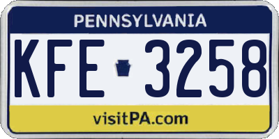 PA license plate KFE3258