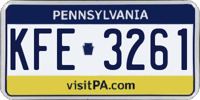 PA license plate KFE3261