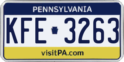 PA license plate KFE3263