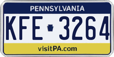 PA license plate KFE3264