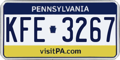 PA license plate KFE3267