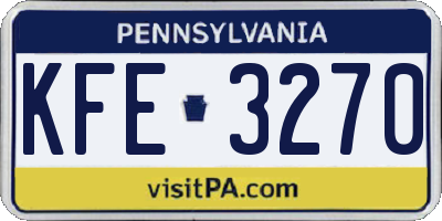 PA license plate KFE3270