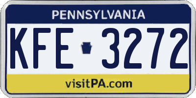 PA license plate KFE3272