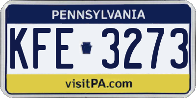 PA license plate KFE3273