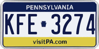 PA license plate KFE3274