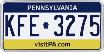 PA license plate KFE3275
