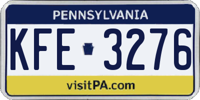 PA license plate KFE3276