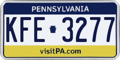 PA license plate KFE3277