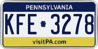 PA license plate KFE3278