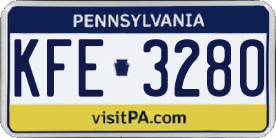 PA license plate KFE3280