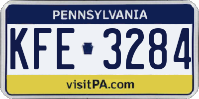 PA license plate KFE3284
