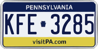 PA license plate KFE3285