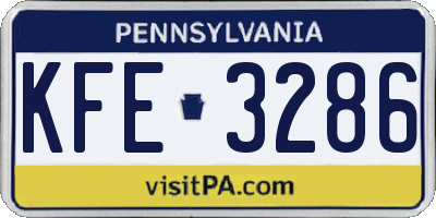 PA license plate KFE3286