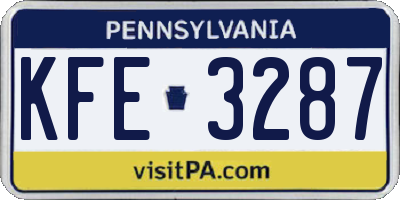 PA license plate KFE3287