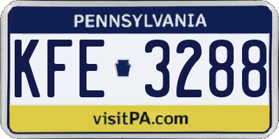 PA license plate KFE3288