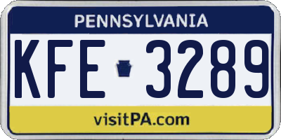 PA license plate KFE3289