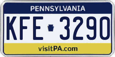 PA license plate KFE3290