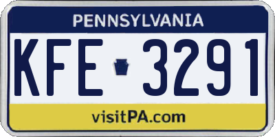 PA license plate KFE3291