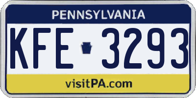 PA license plate KFE3293