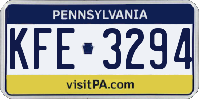PA license plate KFE3294