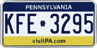 PA license plate KFE3295