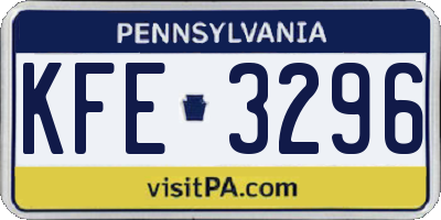 PA license plate KFE3296