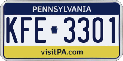 PA license plate KFE3301
