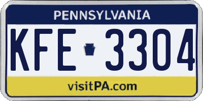 PA license plate KFE3304