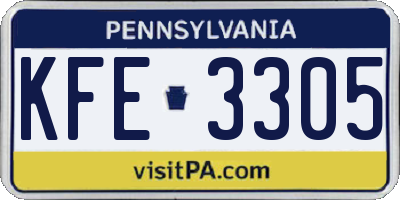 PA license plate KFE3305