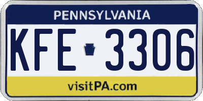 PA license plate KFE3306