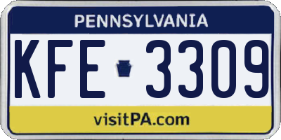 PA license plate KFE3309