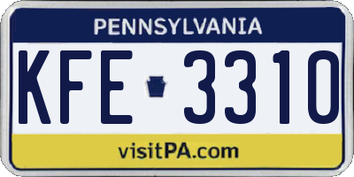 PA license plate KFE3310