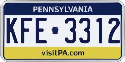 PA license plate KFE3312