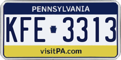 PA license plate KFE3313