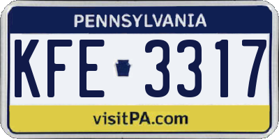 PA license plate KFE3317