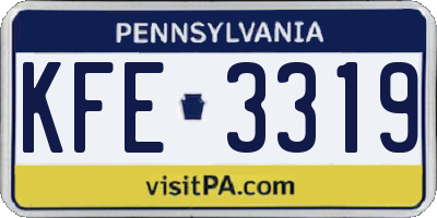 PA license plate KFE3319