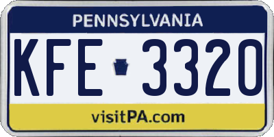 PA license plate KFE3320