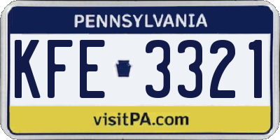 PA license plate KFE3321