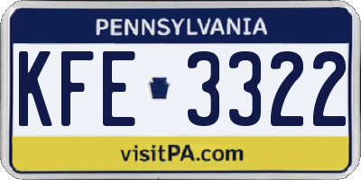 PA license plate KFE3322