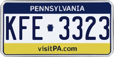 PA license plate KFE3323