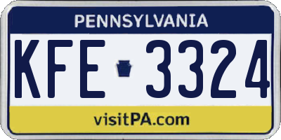 PA license plate KFE3324