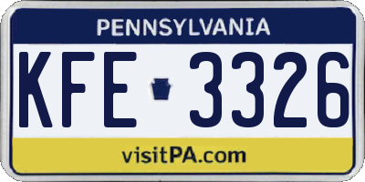 PA license plate KFE3326