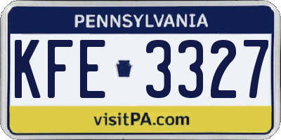 PA license plate KFE3327