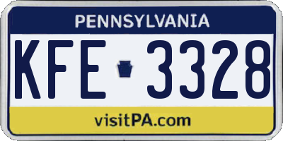 PA license plate KFE3328
