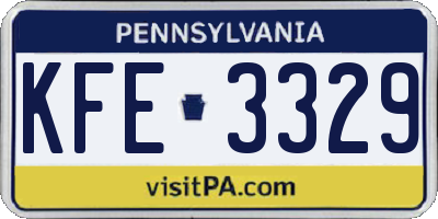 PA license plate KFE3329