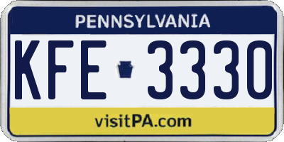 PA license plate KFE3330