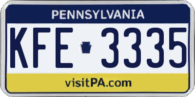 PA license plate KFE3335