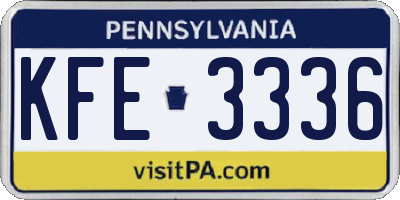 PA license plate KFE3336
