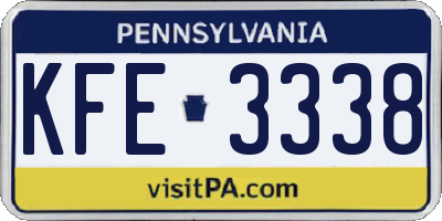 PA license plate KFE3338