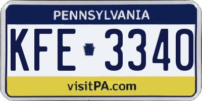 PA license plate KFE3340